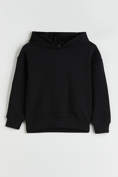 LC WAIKIKI, Hanorac uni cu mansete elastice si terminatie, Negru