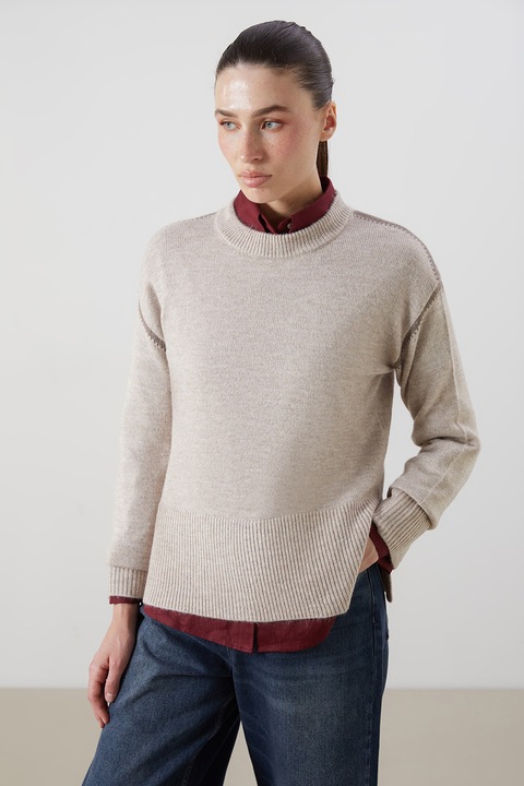 LC WAIKIKI, Pulover tricotat cu maneci cazute, Bej deschis