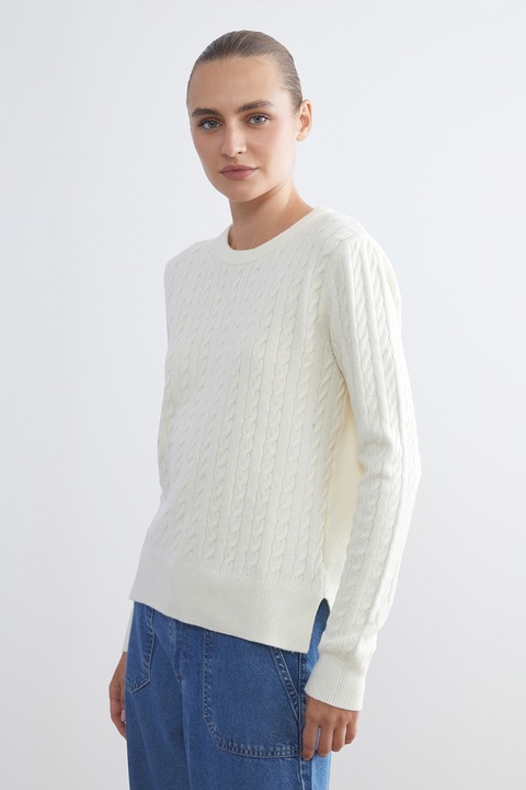 LC WAIKIKI, Pulover cu model torsade, Alb