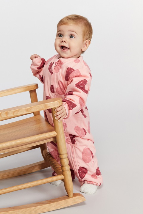 LC WAIKIKI, Salopeta din bumbac cu model cu inima, Roz, 110-116 CM
