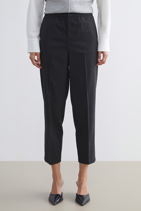 LC WAIKIKI, Pantaloni cu dungi inguste si talie elastica, Negru, XL