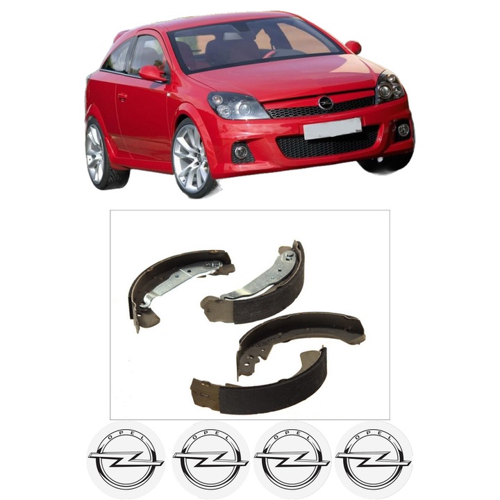 Set saboti frana OPEL ASTRA H GTC (A04) 1.9 CDTi 16V (L08) din 2005-2010, KW 88 CP 120 CMC 1910, sistem franare auto, Bosch, 4x Stickere auto cu OPEL