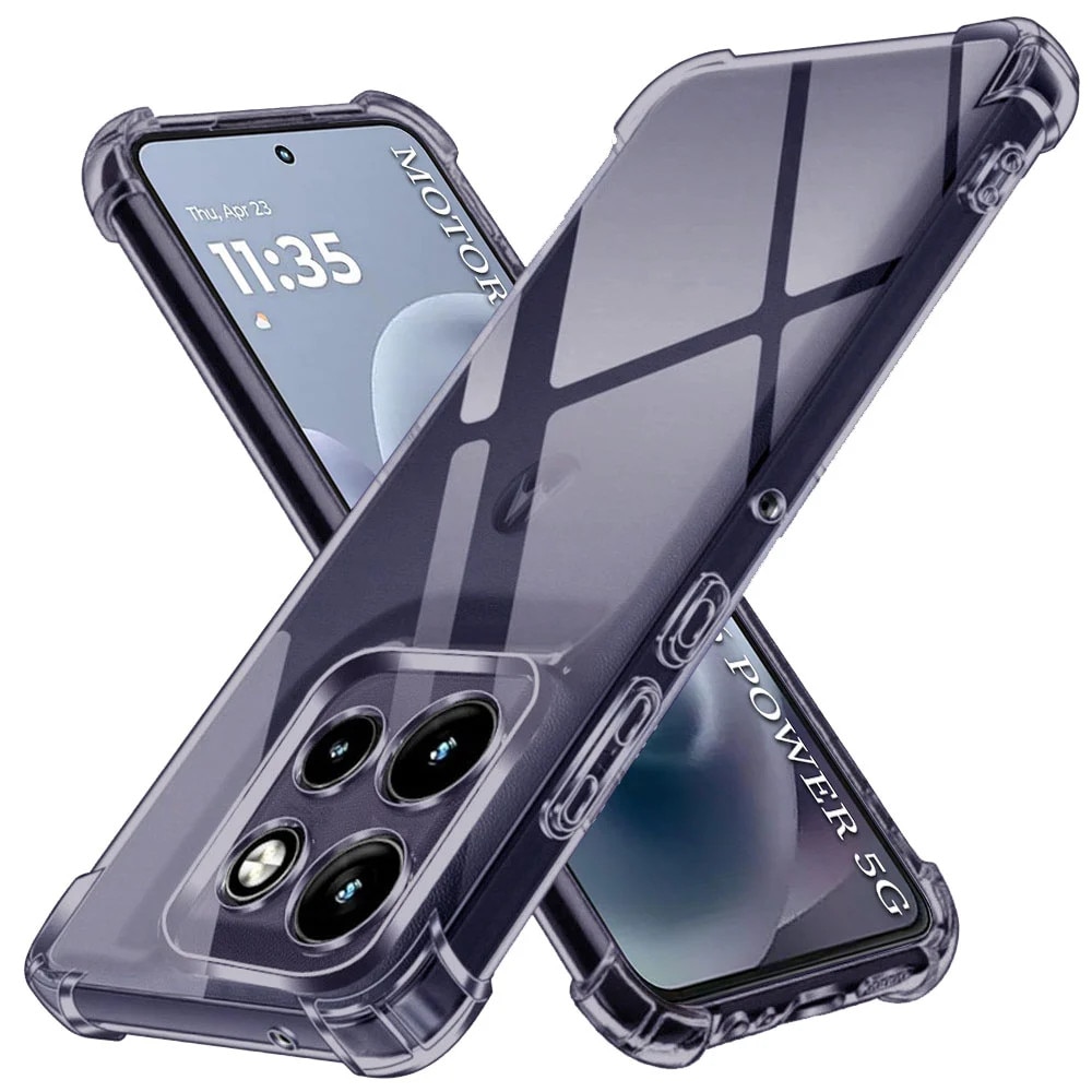 Husa pentru Motorola Moto G86 Power, SKYDDAR INNOVATION, Shockproof Clear Silicone, Silicon Slim, set cu sticker, Fumuriu