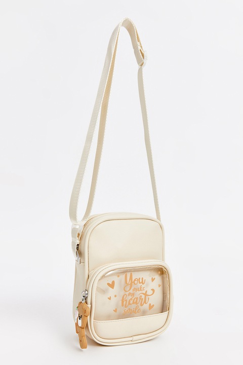LC WAIKIKI, Geanta crossbody cu design text, Bej deschis