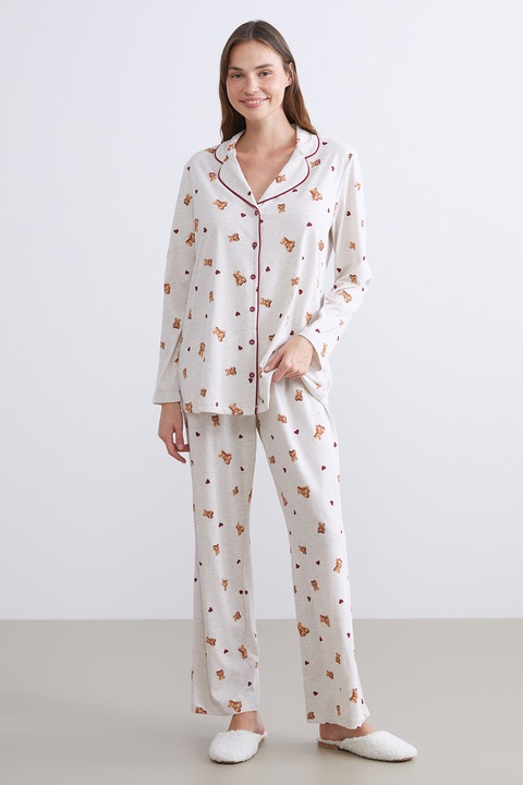 LC WAIKIKI, Pijama din amestec de bumbac cu imorimeu