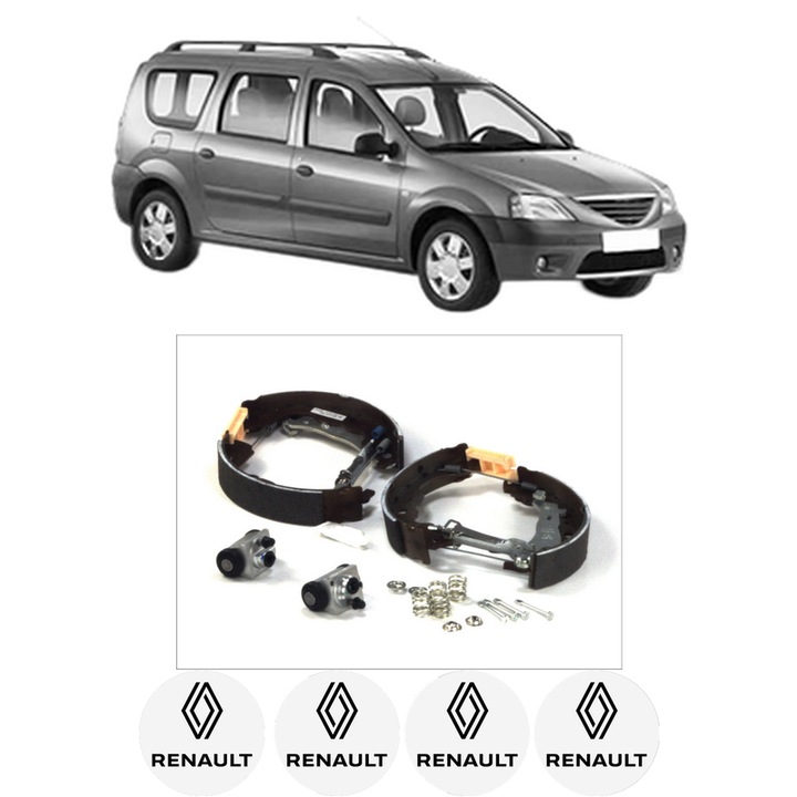Set saboti frana RENAULT LOGAN I Estate (KS_) 1.5 dCi (KS04, KS1L) din 2011-2015, KW 66 CP 90 CMC 1461, sistem franare auto, Bosch, 4x Stickere auto cu RENAULT