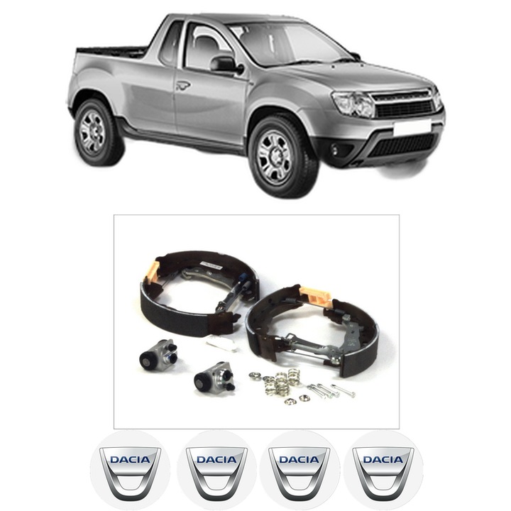 Set saboti frana DACIA LOGAN Pickup (US_) 1.6 MPI 85 din 2010, KW 62 CP 84 CMC 1598, sistem franare auto, Bosch, 4x Stickere auto cu DACIA