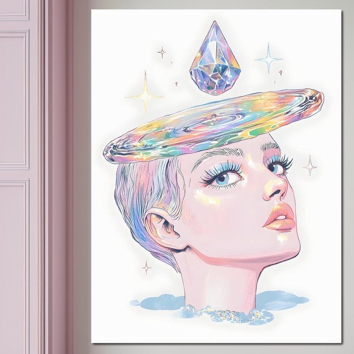 Картина LuxCanva G1209, Космос от погледи, Рамка, Дърво, Галактика, Диамант, Вселена, Мисъл, Звезден, Кристал, Корона, Мечти, Ефирен, Душа, Пътешественик, Безкрайност, Тайна, 75 X 100 см, Платно 100% памук 400гр/м2