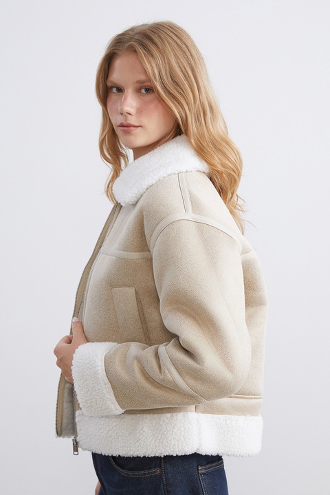 LC WAIKIKI, Jacheta cu maneci cazute, Bej deschis, M