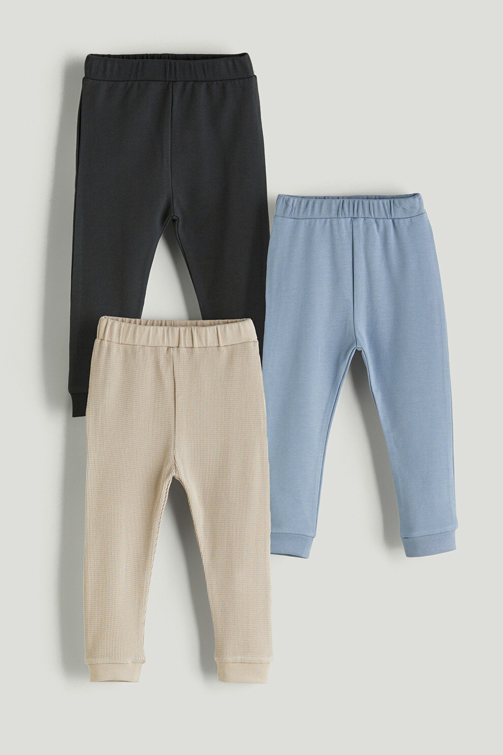 LC WAIKIKI, Set de pantaloni de trening cu model uni - 3 perechi, Albastru lavanda, Bej, Gri antracit, 74-80 CM