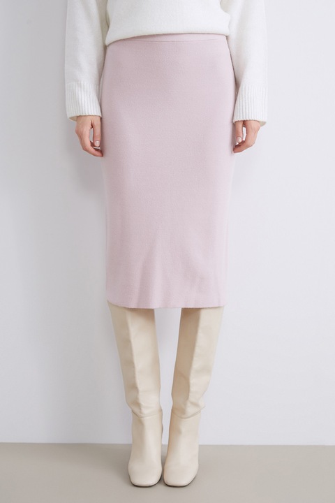 LC WAIKIKI, Fusta midi tricotata cu croiala creion, Roz pal