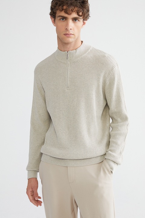 LC WAIKIKI, Pulover cu fenta cu fermoar, Bej deschis, XL