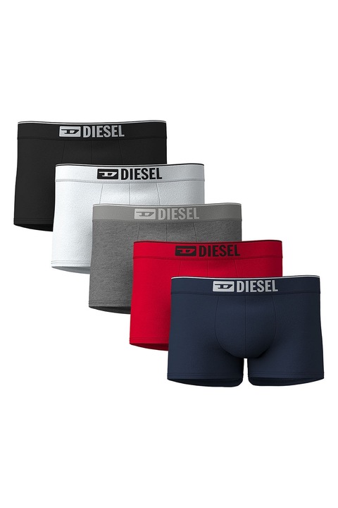 Diesel, Set de boxeri cu banda logo in talie - 5 perechi, Multicolor