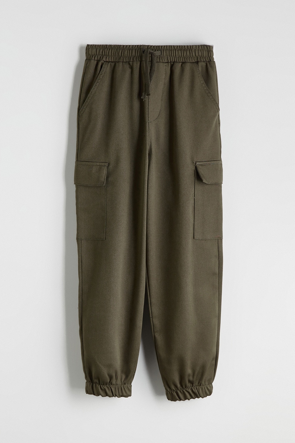 LC WAIKIKI, Pantaloni jogger cargo cu snur, verde militar inchis, 128-134 CM