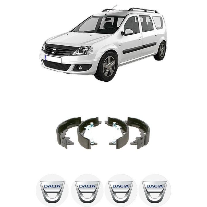 Set saboti frana DACIA LOGAN MCV II 1.2 din 2013, KW 55 CP 75 CMC 1149, sistem franare auto, Bosch, 4x Stickere auto cu DACIA