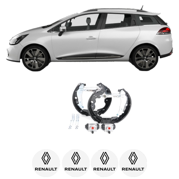 Set saboti frana RENAULT CLIO IV Estate Van (KH_) 0.9 TCe 90 din 2014-2021, KW 66 CP 90 CMC 898, sistem franare auto, Bosch, 4x Stickere auto cu RENAULT