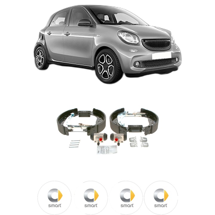 Set saboti frana SMART FORFOUR Hatchback (453) electric drive / EQ (453.091) din 2017, KW 41 CP 56 CMC n/a, sistem franare auto, Bosch, 4x Stickere auto cu SMART