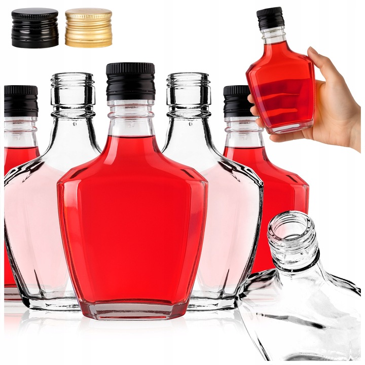 Set Sticle Cu Capace, SuperButelki, Herkules, Capacitate 200 ml, Sticla, Fund Stabil Si Lat, Posibilitate De Inchidere Etansa, 20 x 10 x 24 mm, Transparenta, 20 Buc