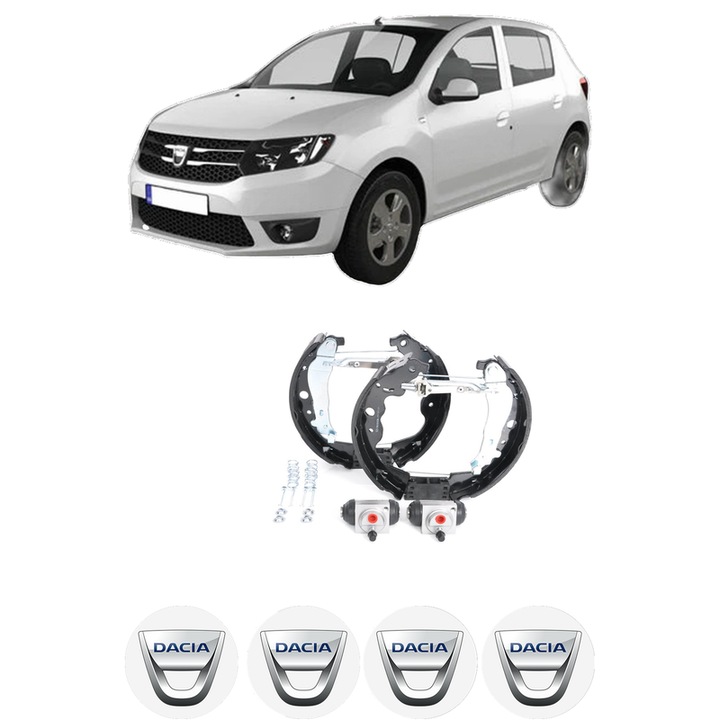Set saboti frana DACIA SANDERO II 1.0 SCe 75 (B8JC, B8JD, B8NC) din 2016, KW 54 CP 73 CMC 999, sistem franare auto, Bosch, 4x Stickere auto cu DACIA