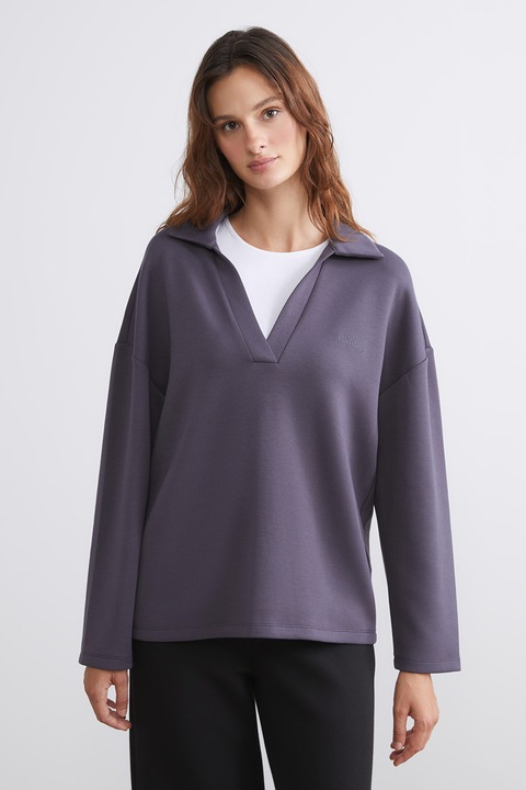 LC WAIKIKI, Bluza polo cu decolteu in V, Violet prafuit, S