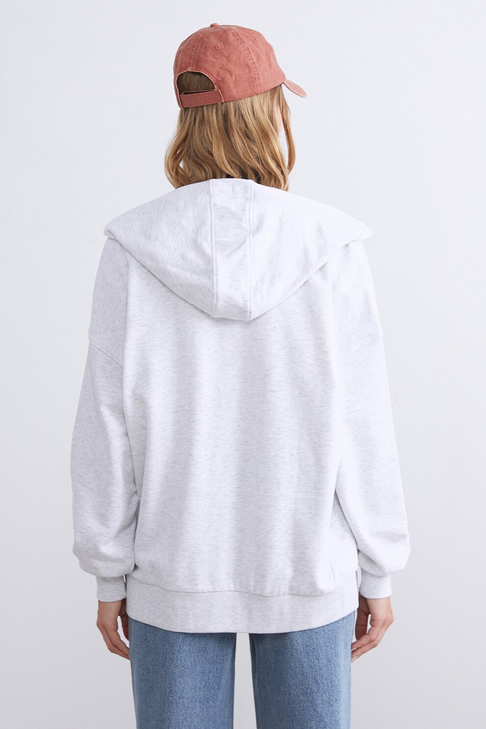 LC WAIKIKI, Hanorac supradimensionat cu fermoar, Alb, Albastru, XS