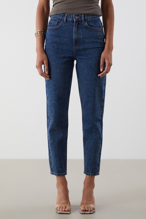 LC WAIKIKI, Blugi mom fit cu talie inalta, Albastru inchis, 34