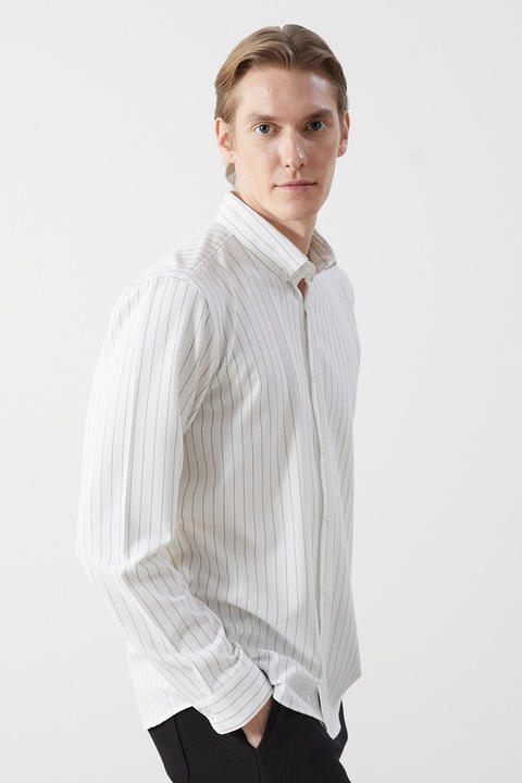 LC WAIKIKI, Camasa relaxed fit cu dungi si guler Oxford, Alb