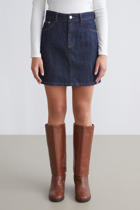 LC WAIKIKI, Fusta din denim cu croiala in A, Bleumarin, XS