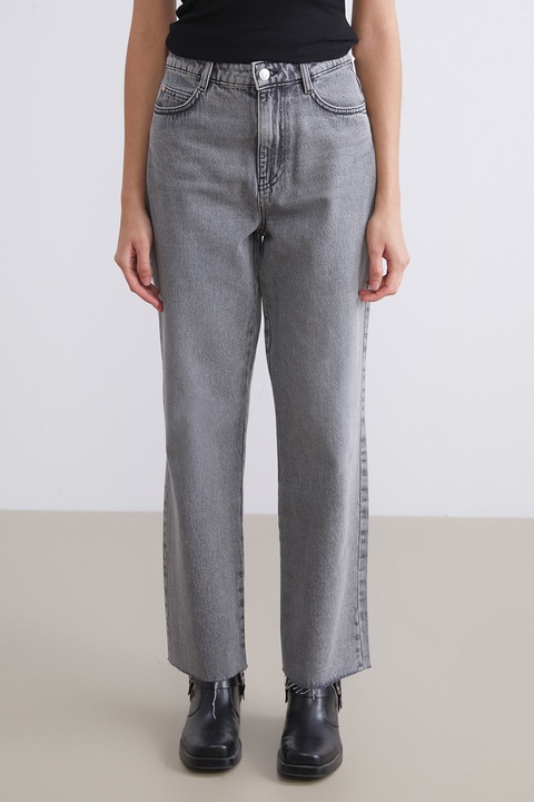 LC WAIKIKI, Blugi drepti cu talie inalta, Gri melange