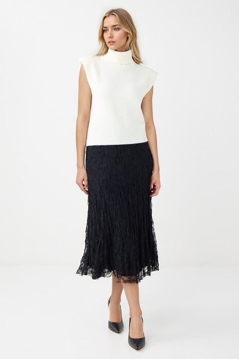 JIMMY KEY, Fusta midi cu dantela, Negru