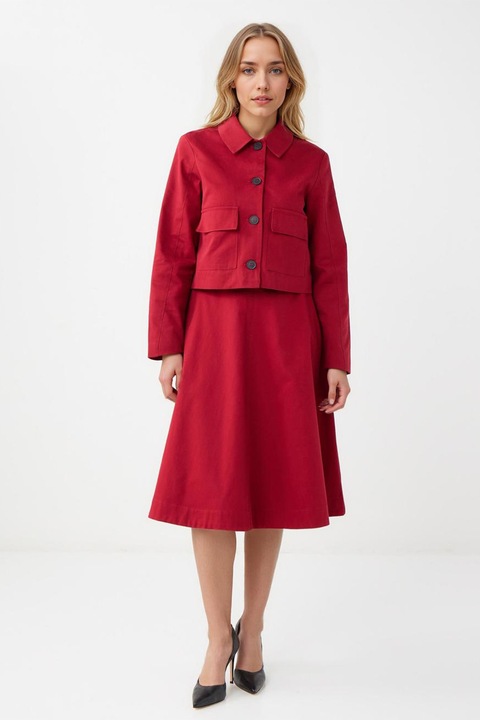 JIMMY KEY, Jacheta crop cu buzunare cu clapa, Visiniu