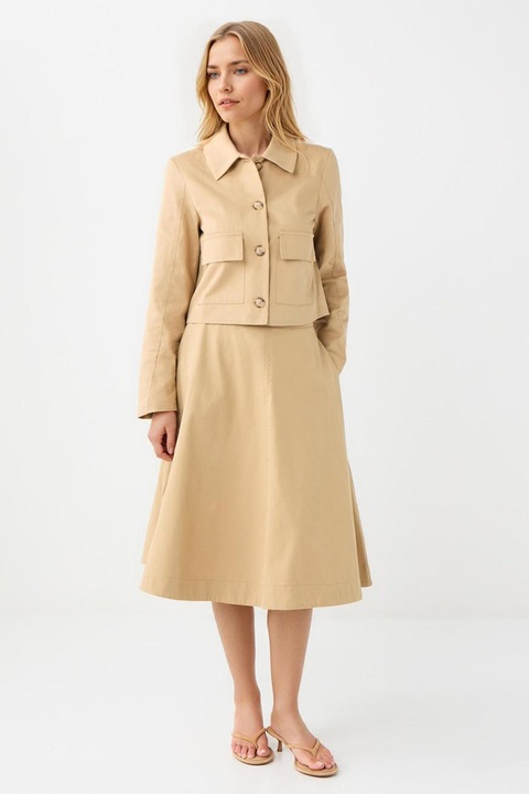 JIMMY KEY, Fusta midi evazata cu fermoar, Bej