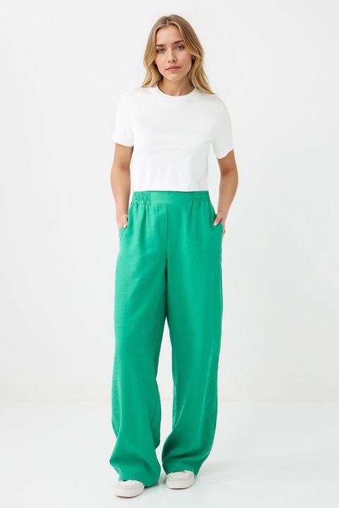 JIMMY KEY, Pantaloni din amestec de lyocell cu talie elastica, Verde lime