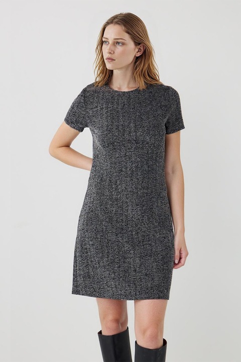 JIMMY KEY, Rochie cu model herringbone, Gri inchis melange