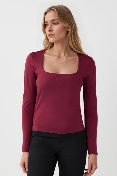 JIMMY KEY, Bluza cu decolteu patrat, Visiniu