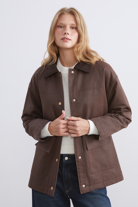 LC WAIKIKI, Jacheta uni cu buzunare laterale, Maro inchis