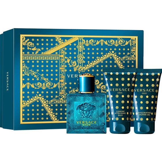 Set Versace Eros: Barbati, 50 ml Apa De Toaleta + 50 ml Gel De Dus + 50 ml After Shave Balsam
