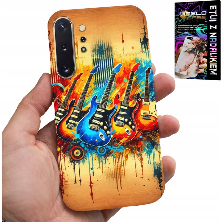 Telefontok, World Case, Samsung Note 10 Plus, szilikon, elektromos gitár nyomtatás, többszínű