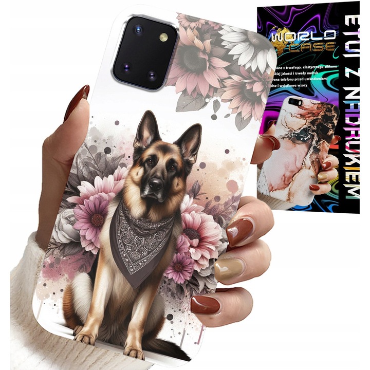 Telefontok, World Case, Samsung Galaxy A81, szilikon, német juhászkutya design