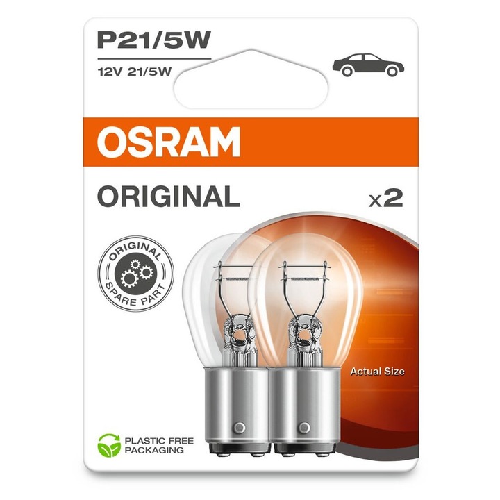 Set 2 becuri auto Osram Original P21/5W 5W 12V 7528-2BL