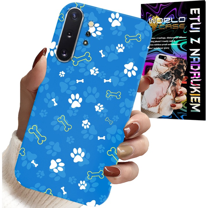 Telefontok, World Case, Bone Paws Dog Patrol design, szilikon, Samsung Note 10 Plus készülékhez, többszínű