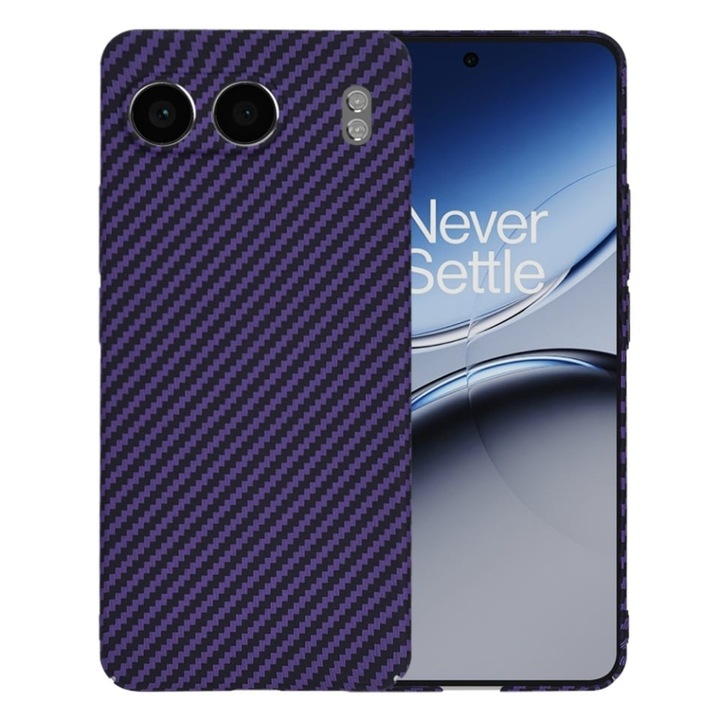 Husa pentru OnePlus Nord 4, SKYDDAR INNOVATION, textura carbon, Carbonite FiberShell, set cu sticker, Mov