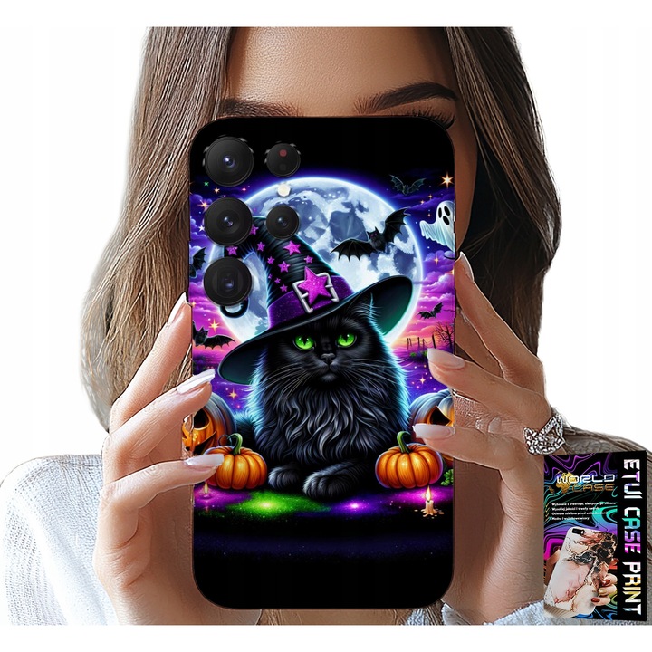 Telefontok, World Case, Samsung Galaxy S25 Ultra, Halloween mintás, fekete, szilikon