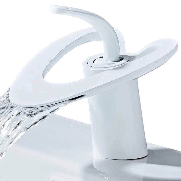 BisDesign Lebada Fürdőszoba Mosogató Csaptelep, Sárgaréz, Matt Fehér Kivitel, 15x13cm