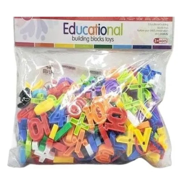 Set de litere si cifre in limba engleza, multicolore, 17×15 cm