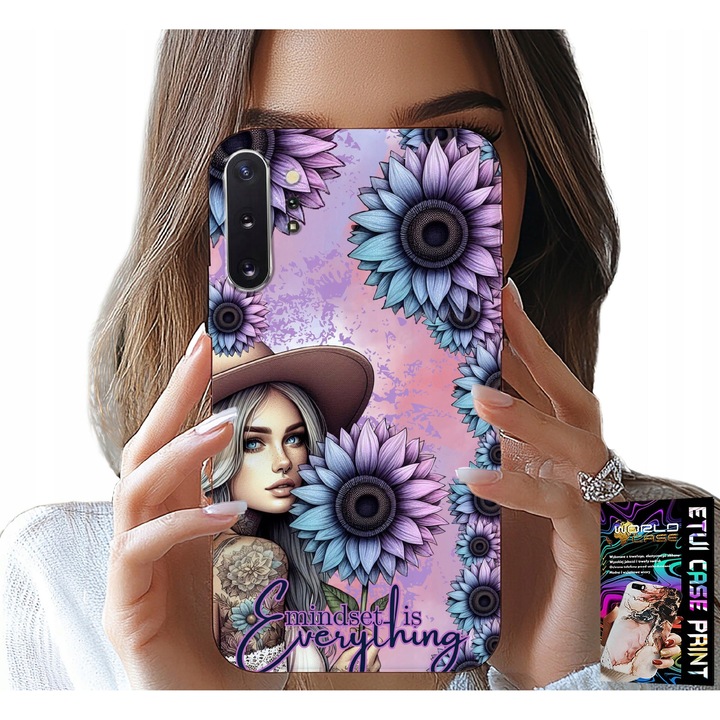 Telefontok, World Case, Samsung Note 10 Plus, napraforgó mintás, szilikon