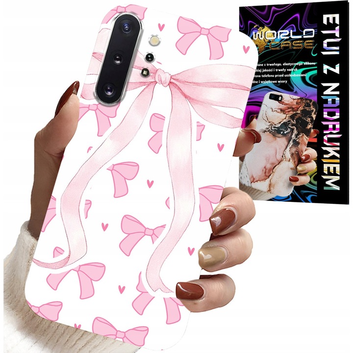 Tok Samsung Note 10 Plus telefonhoz, World Case, Pink Ribbon design, szilikon, többszínű