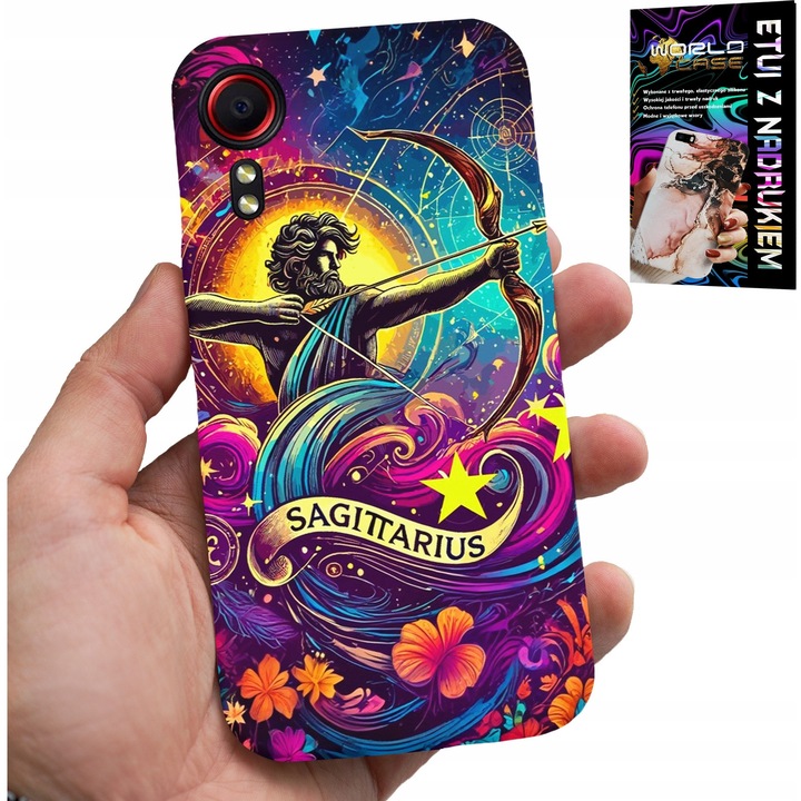 Carcasa pentru telefon, World Case, pentru Samsung Galaxy XCover 7, semn zodiacal Sagittarius, silicon, multicolor