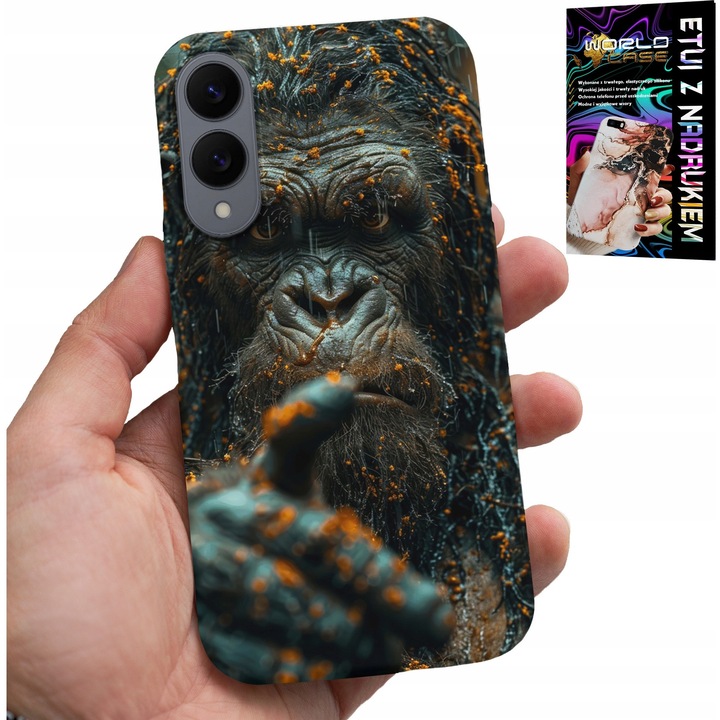 Telefontok, World Case, Samsung Galaxy S25 Edge, majom minta, szilikon, üveg szettben