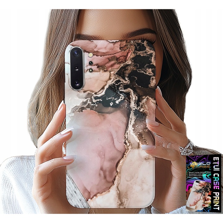 Tok Samsung Note 10 Plus-hoz, World Case, Márvány Divat, szilikon, fóliával együtt
